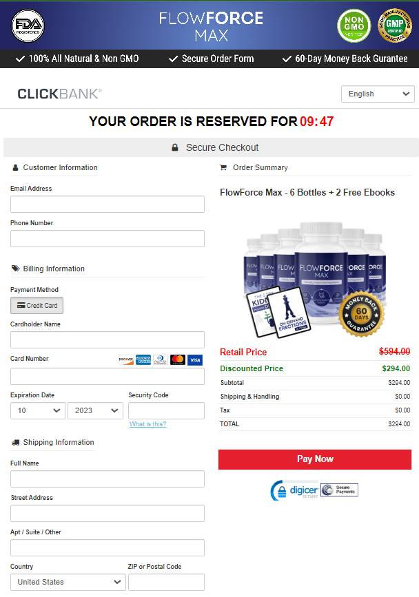 FlowForce Max - Secure Order Page